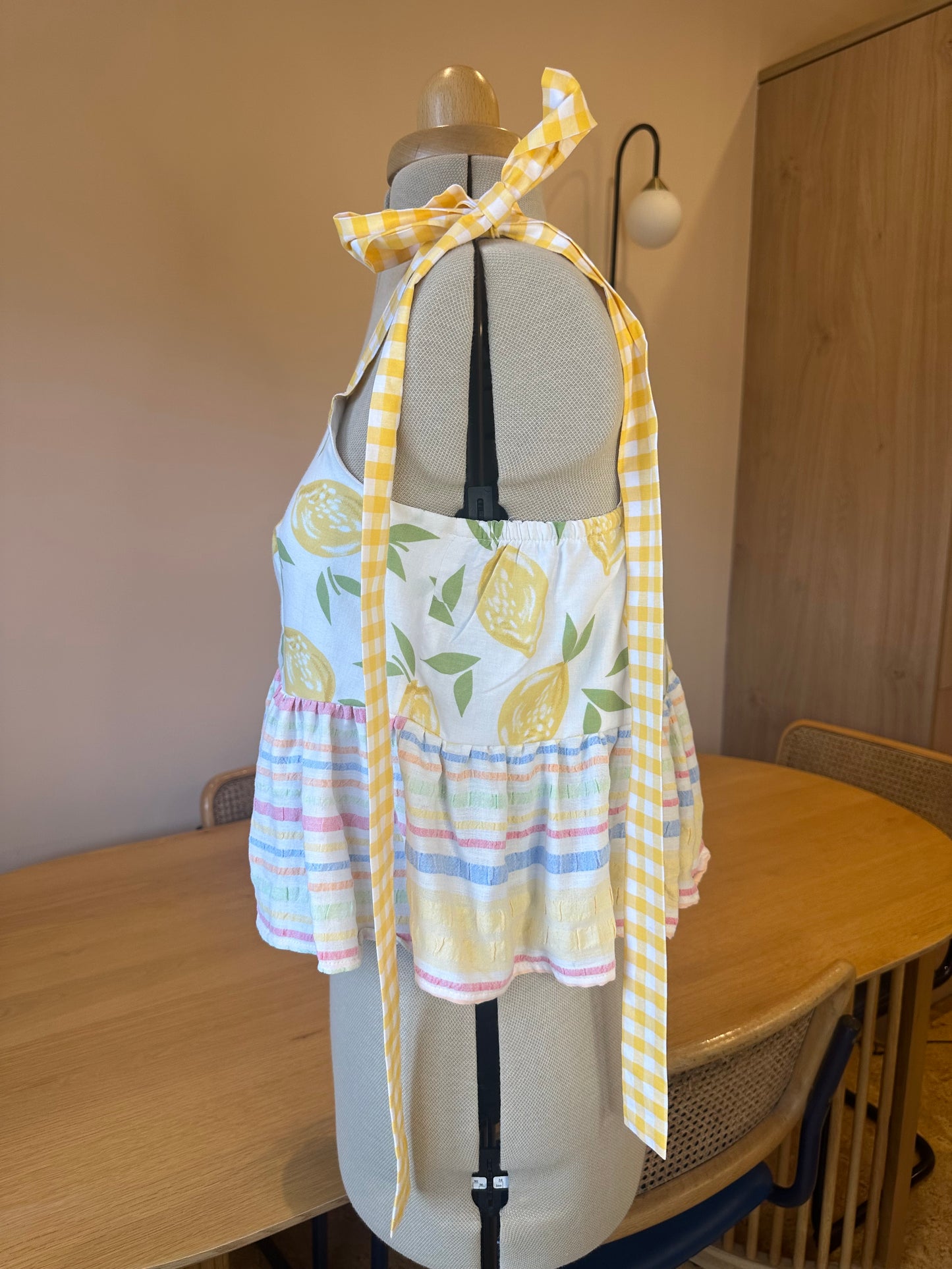 SAMPLE SALE 50% Off - Lemon and Striped Etta Tie Strap Top Size 2 (UK 10-12)