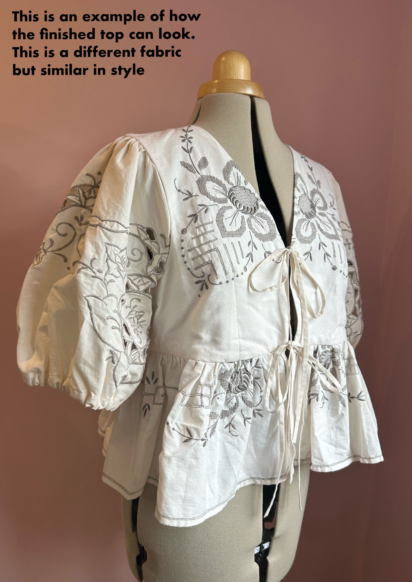 Tie Front Blouse | Vintage Cream Tablecloth