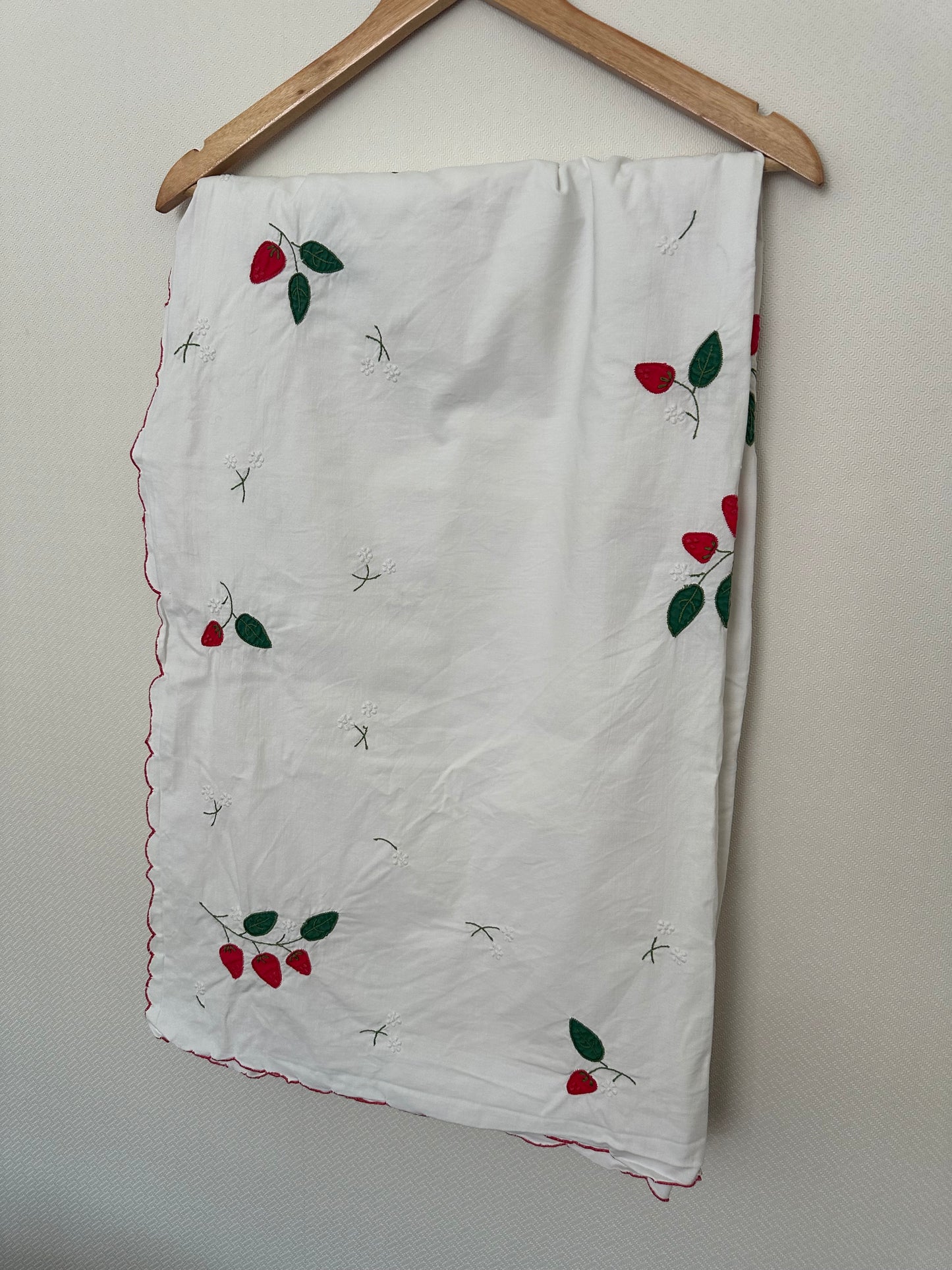 Tie Front Blouse | Vintage Strawberry Tablecloth