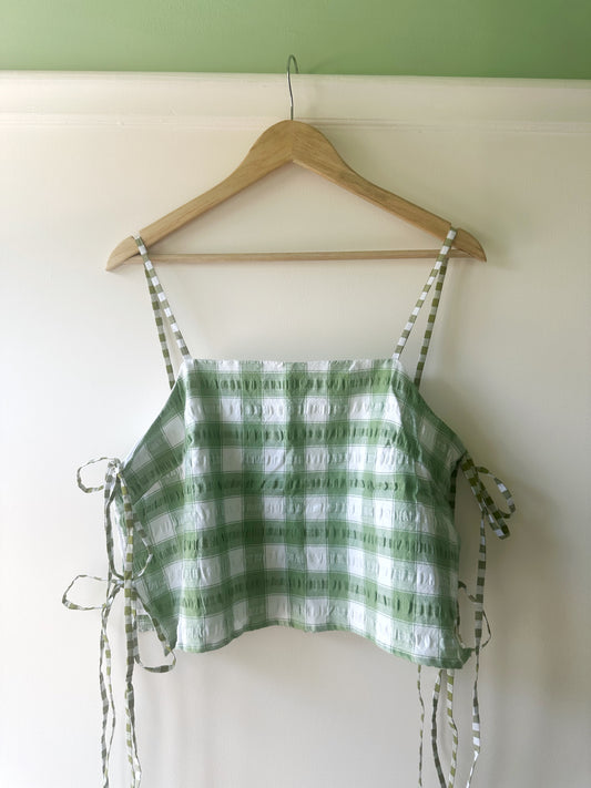 Green Check May Tie Side Cami Size 3 (UK 14-16)