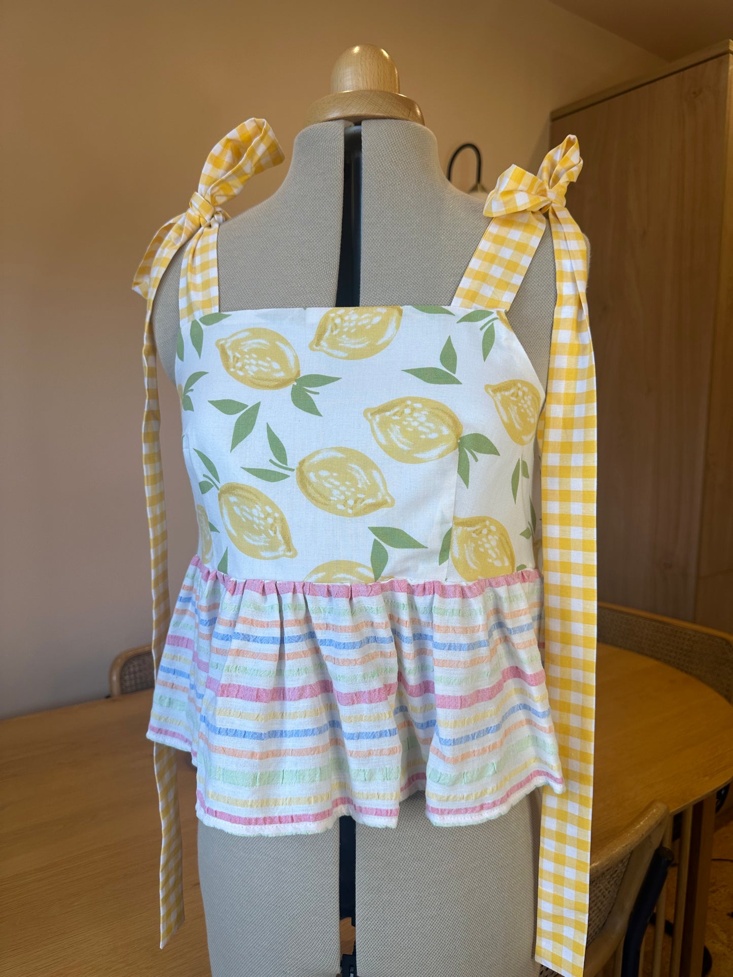 SAMPLE SALE 50% Off - Lemon and Striped Etta Tie Strap Top Size 2 (UK 10-12)