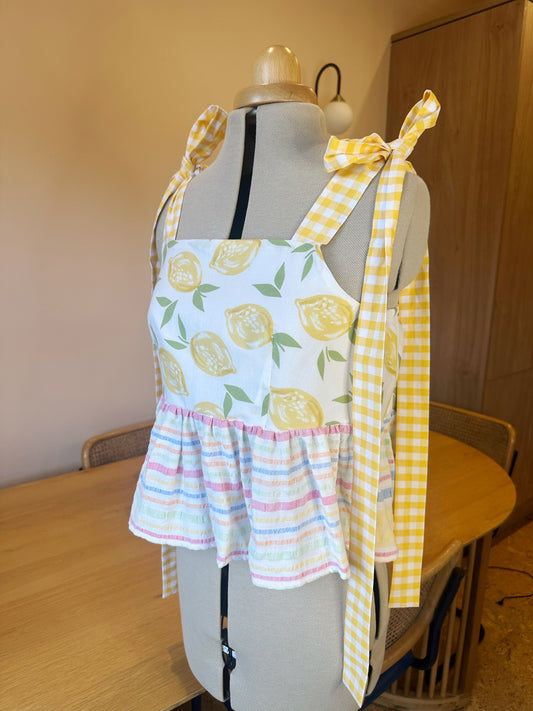 SAMPLE SALE 50% Off - Lemon and Striped Etta Tie Strap Top Size 2 (UK 10-12)