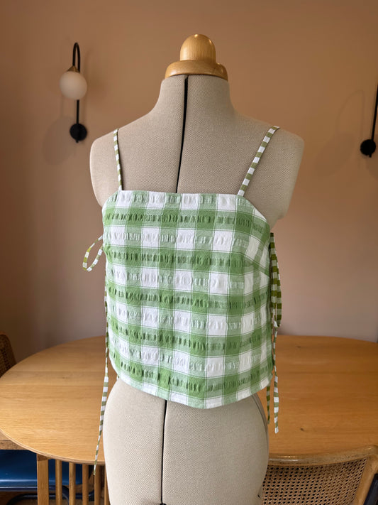 SAMPLE SALE 50% off - Green Check Tie Side Cami Size 1 (UK 6-8)
