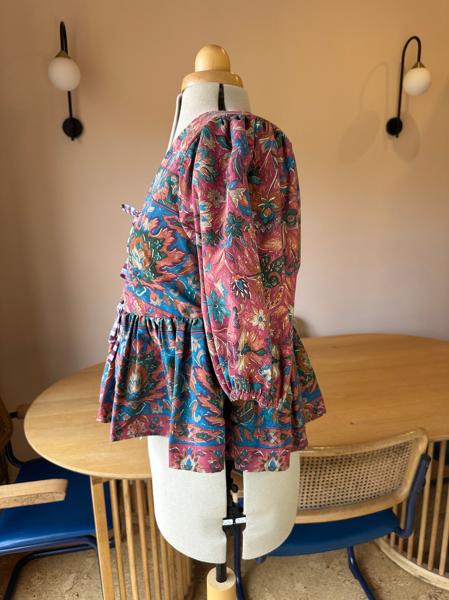 SAMPLE SALE 50% Off - Folky Print Tie Front Top Size 3 (UK 14-16)