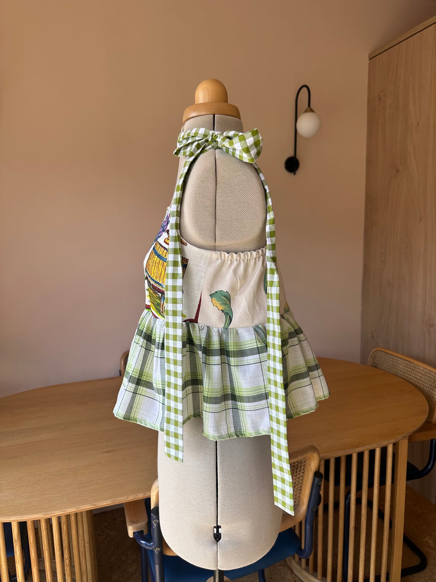 Grapes and Check Etta Tie Strap Top Size 1 (UK 6-8)
