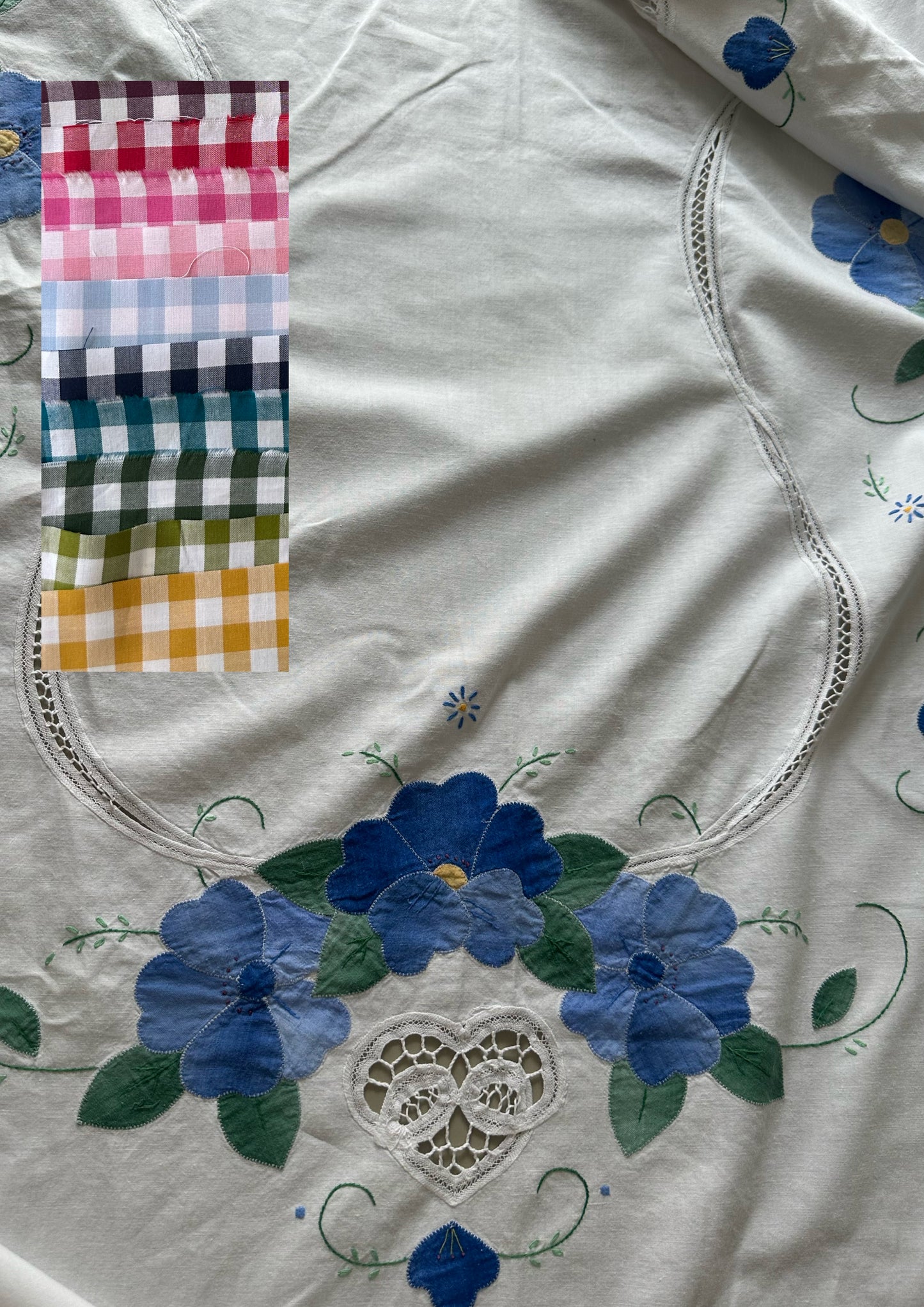 Tie Front Blouse | Vintage Blue Floral Tablecloth 2