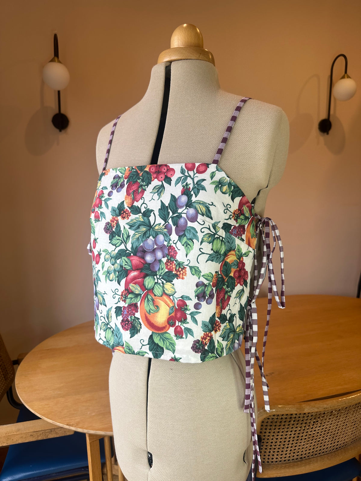 Tie Side Cami | Vintage Fruit Tablecloth