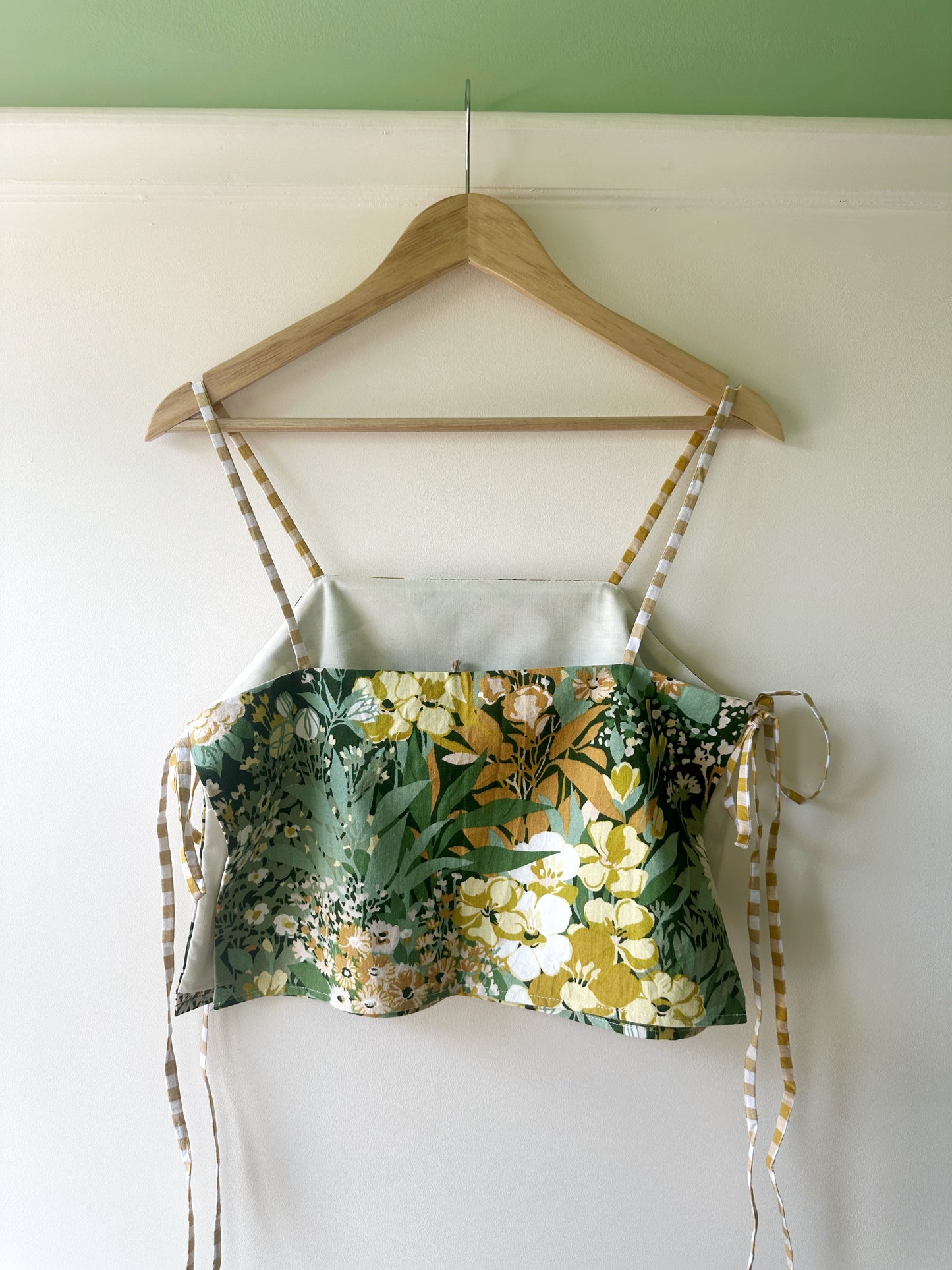 SAMPLE SALE 50% Off - Green Floral May Tie Side Cami Size 2 (UK 10-12)