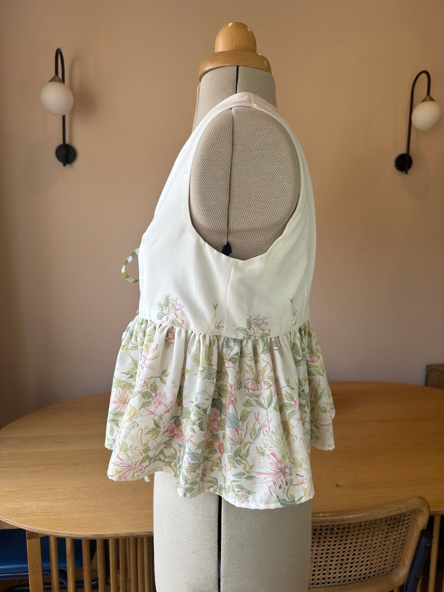 SAMPLE SALE 50% Off - Soft Floral Sleeveless Tie Front Top Size 1 (UK 6-8)