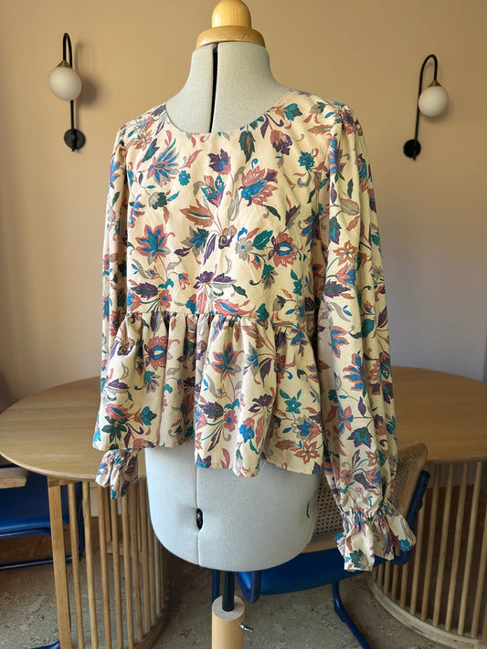 SAMPLE SALE 50% Off - Brown Floral Paisley Carrie-Ann Top Size 1 (UK 6-8)