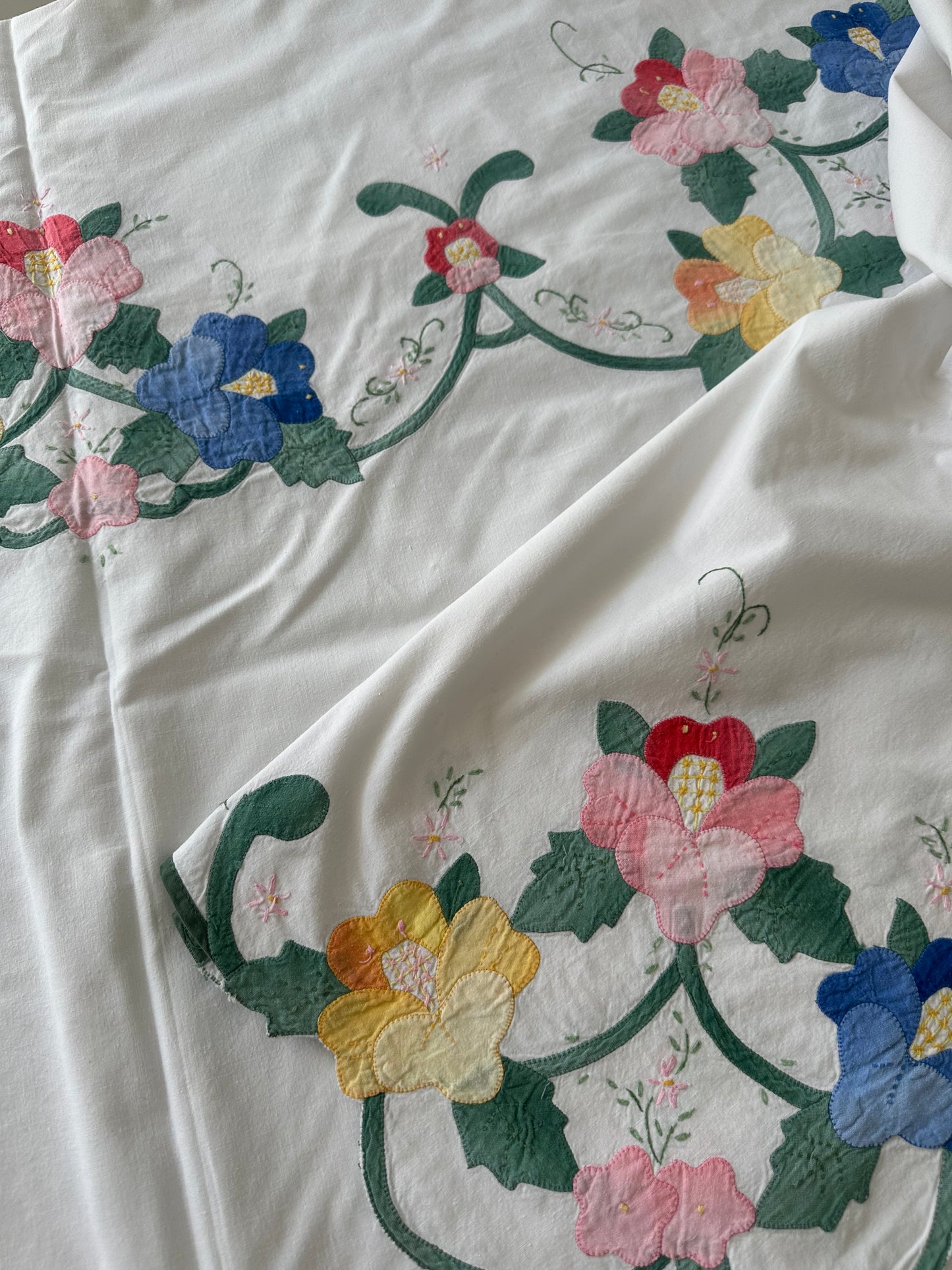 Tie Front Blouse | Vintage Multi Floral Tablecloth