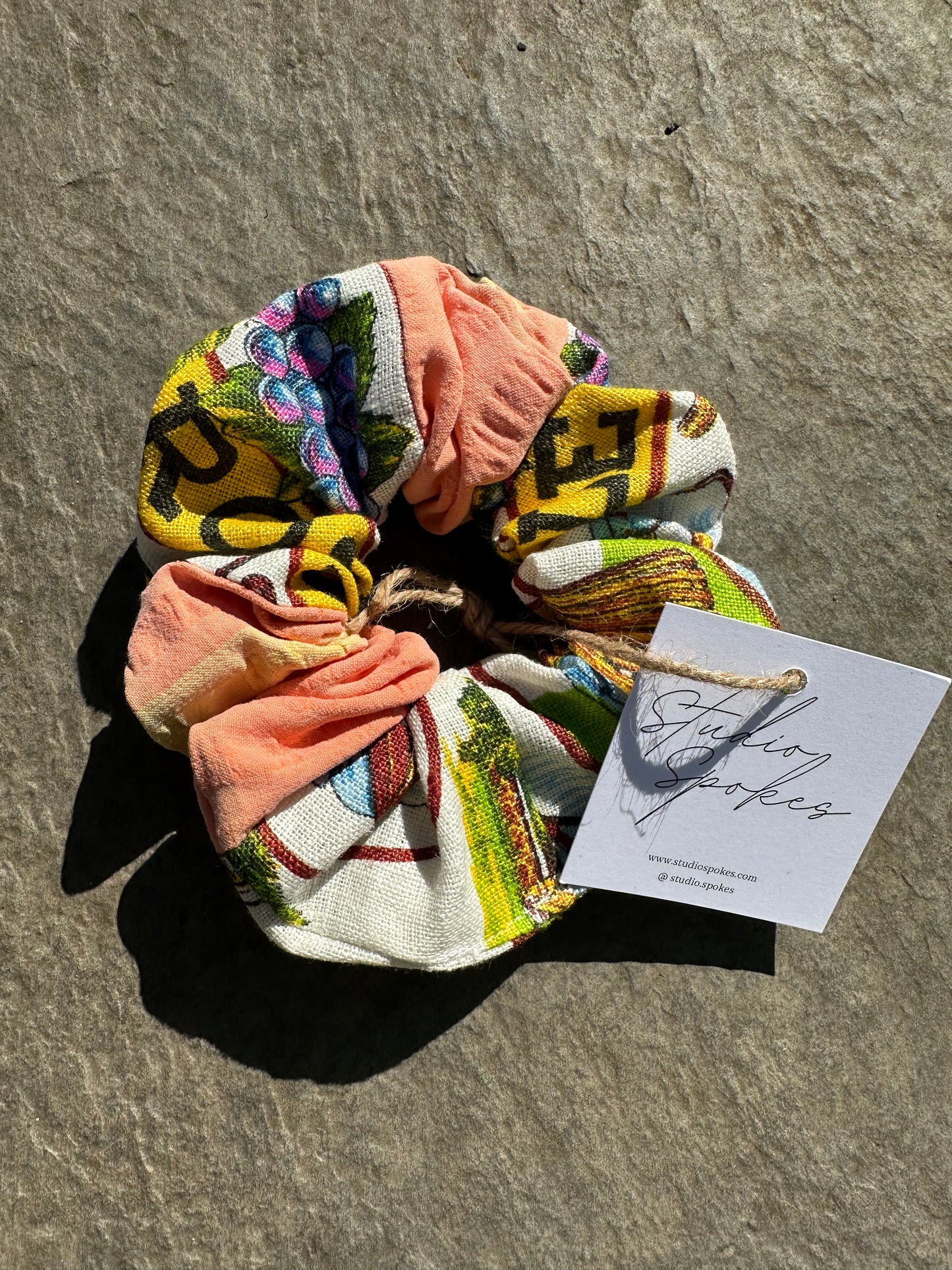 Vintage Orange Tea Towel Scrunchie
