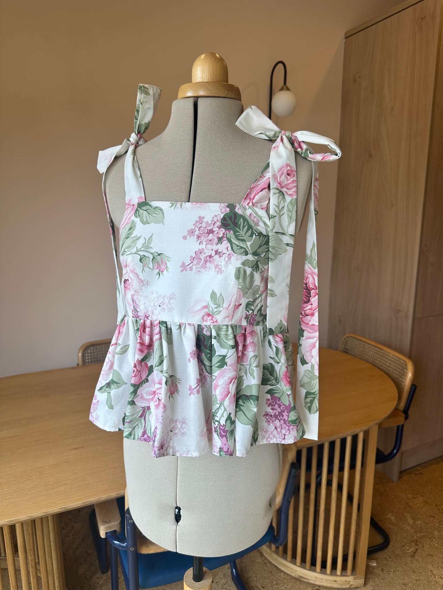 SAMPLE SALE 50% Off - Pink Floral Etta Tie Strap Top Size 1 (UK 6-8)