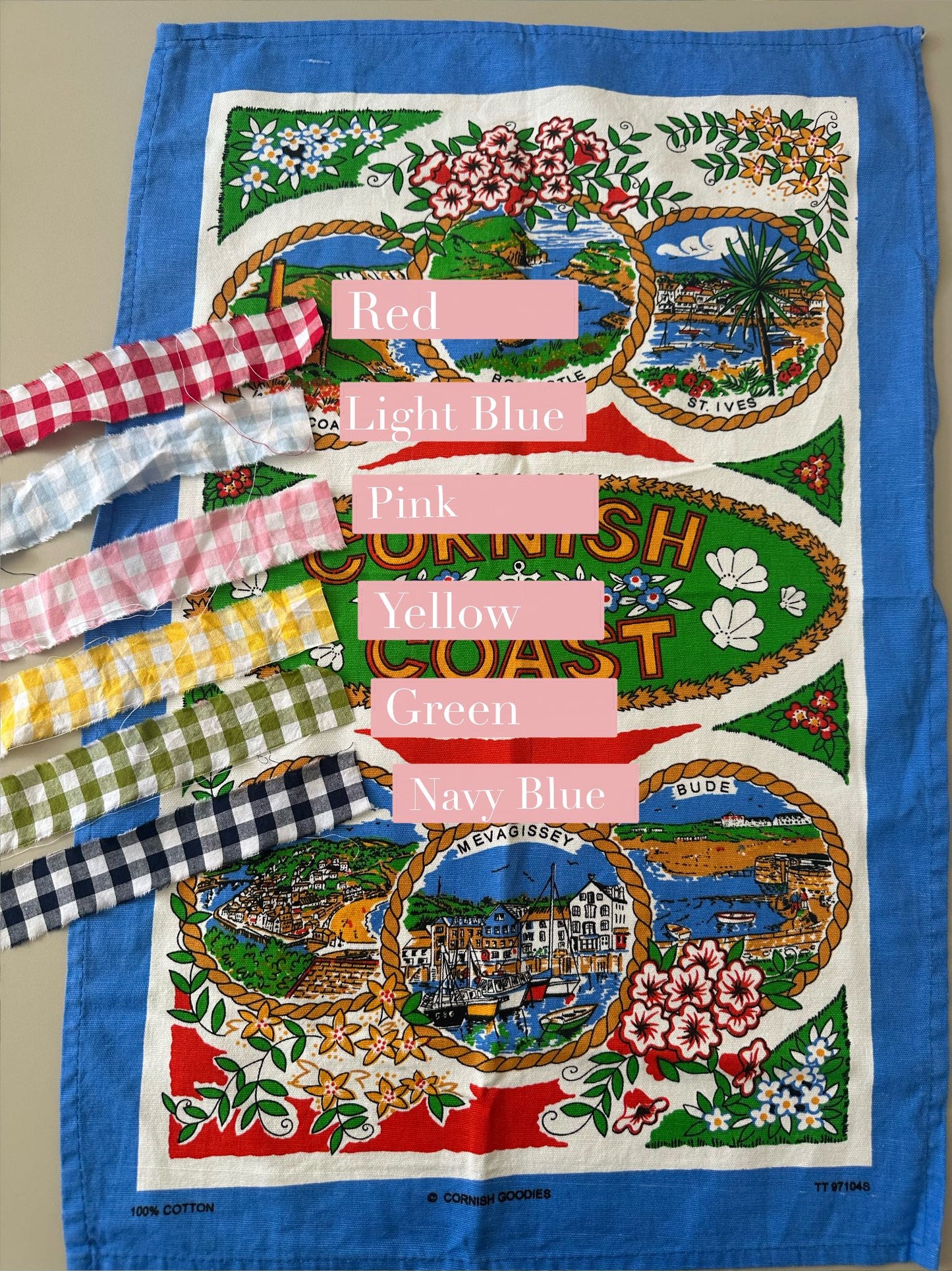 MADE TO ORDER Cornish Coast Tea Towel May Tie-Side Cami
