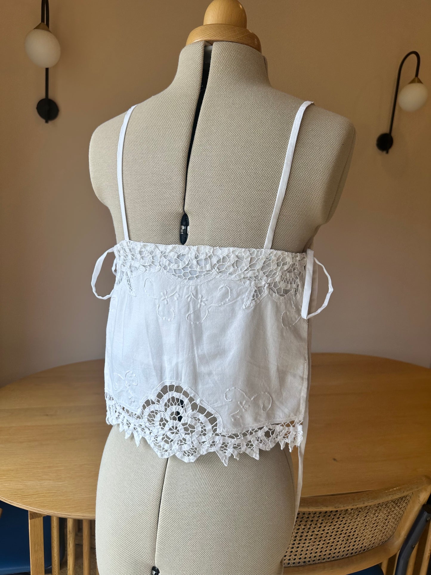 SAMPLE SALE 60% Off - White Lace May Tie Side Cami Size 1 (UK 6-8)