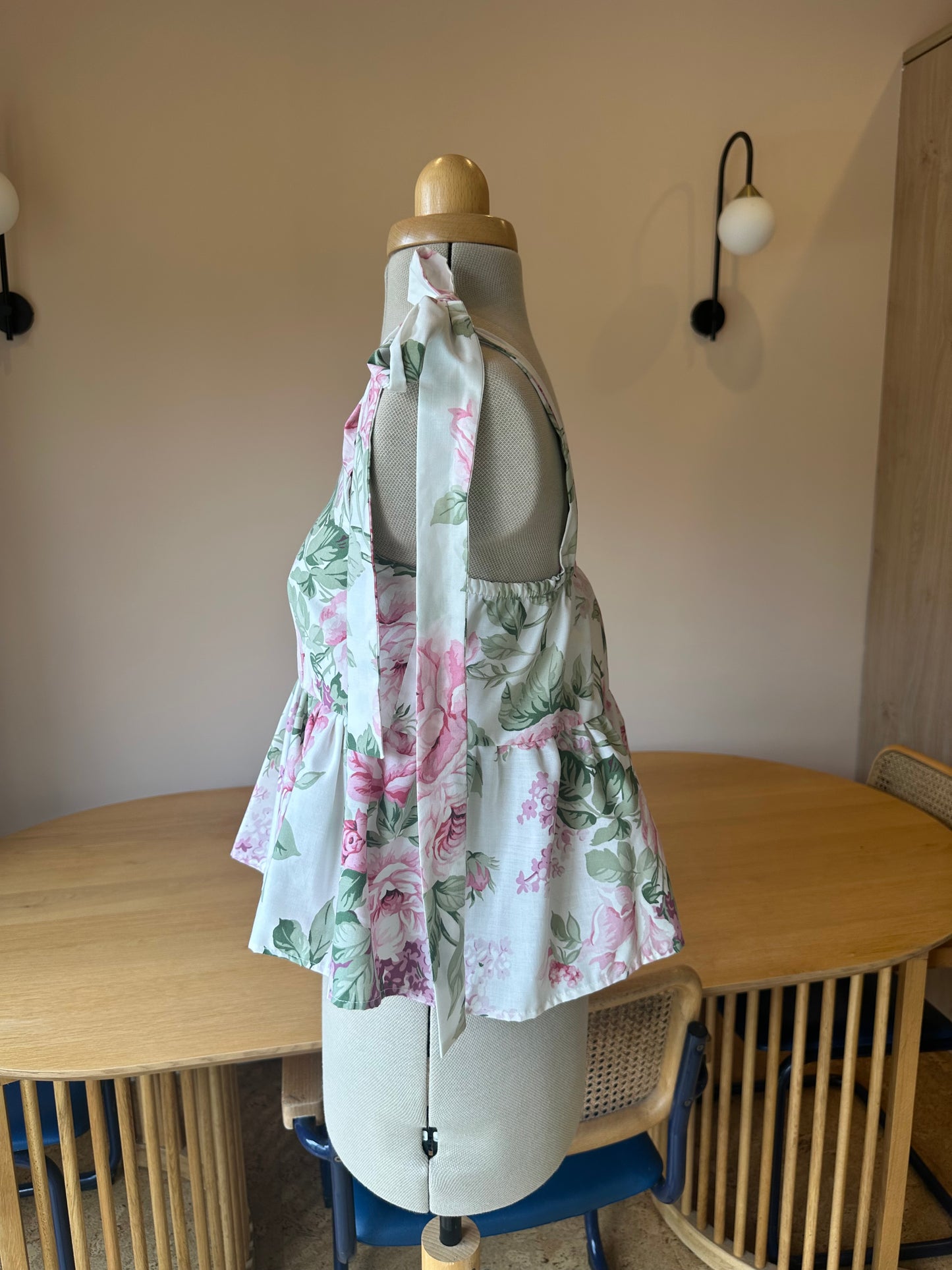 SAMPLE SALE 50% Off - Pink Floral Etta Tie Strap Top Size 1 (UK 6-8)