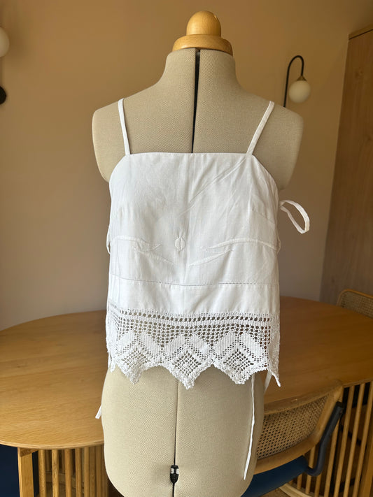 SAMPLE SALE 60% Off - White Lace May Tie Side Cami Size 1 (UK 6-8)