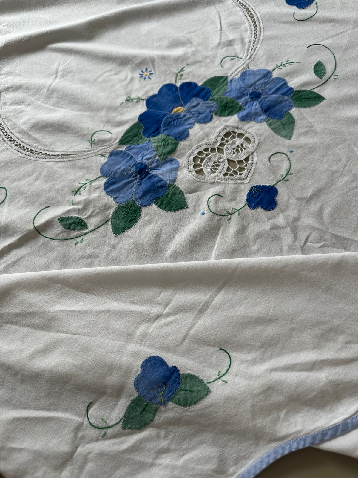 Tie Front Blouse | Vintage Blue Floral Tablecloth 2