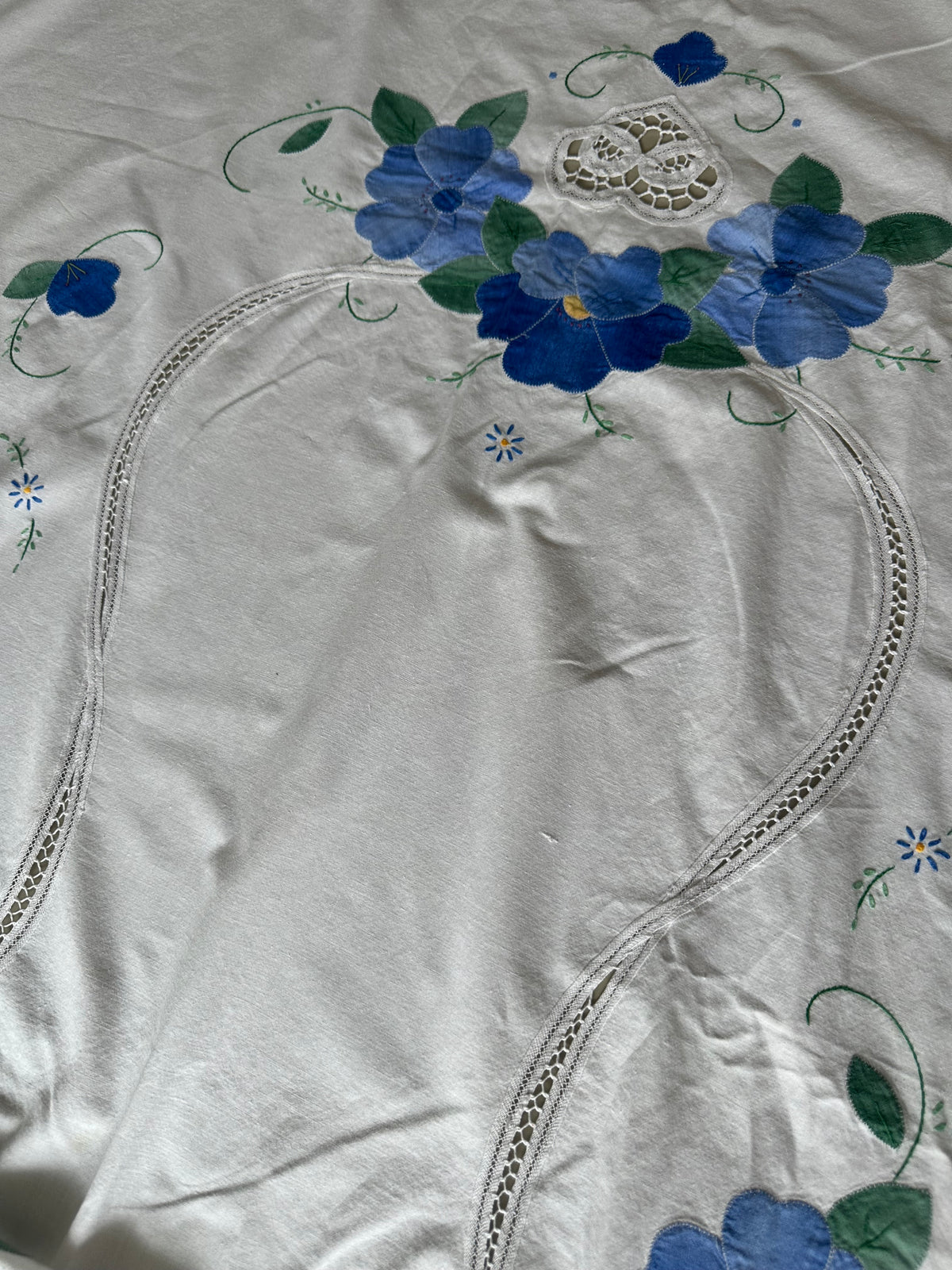 Tie Front Blouse | Vintage Blue Floral Tablecloth 2