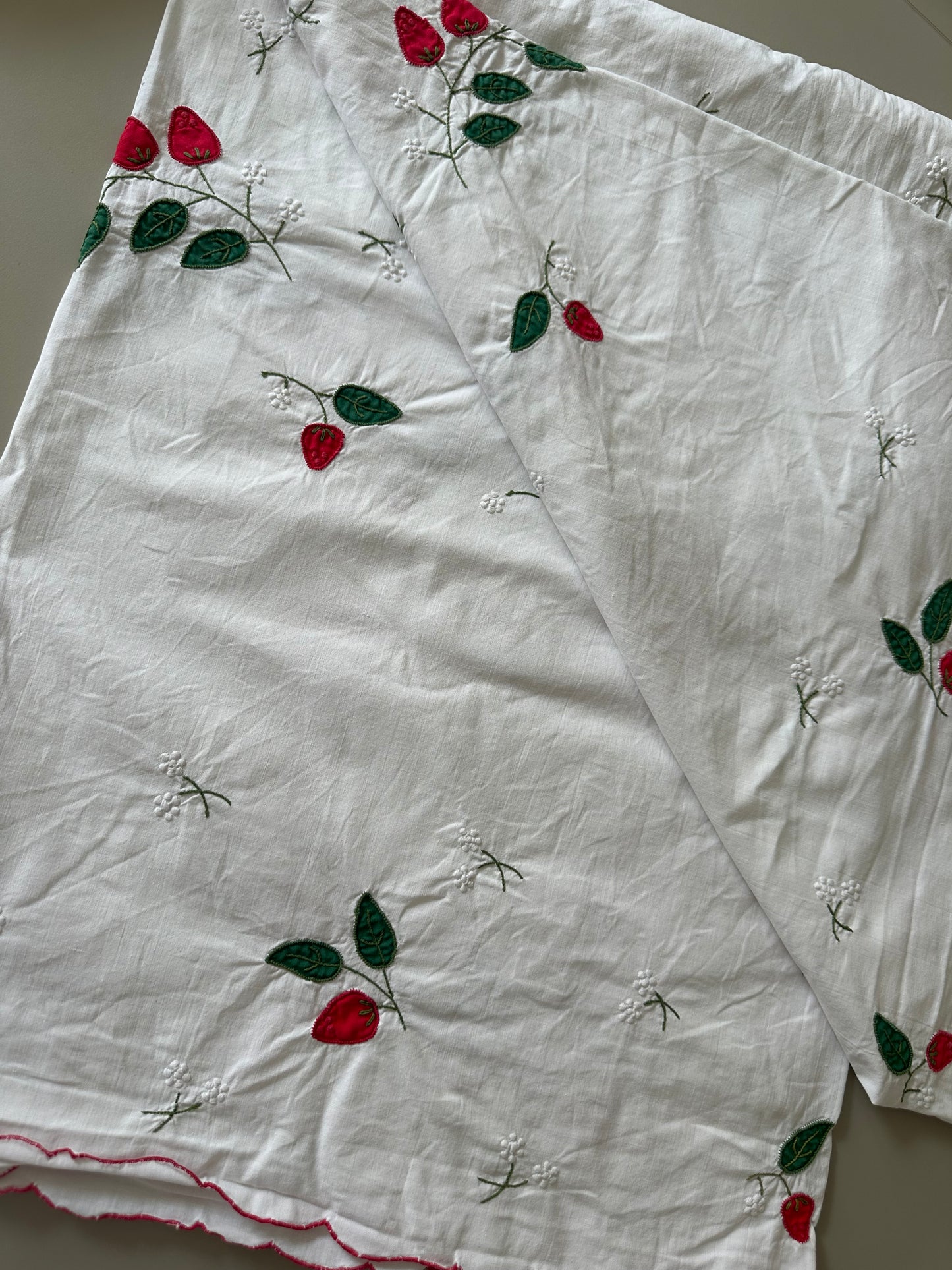 Tie Front Blouse | Vintage Strawberry Tablecloth