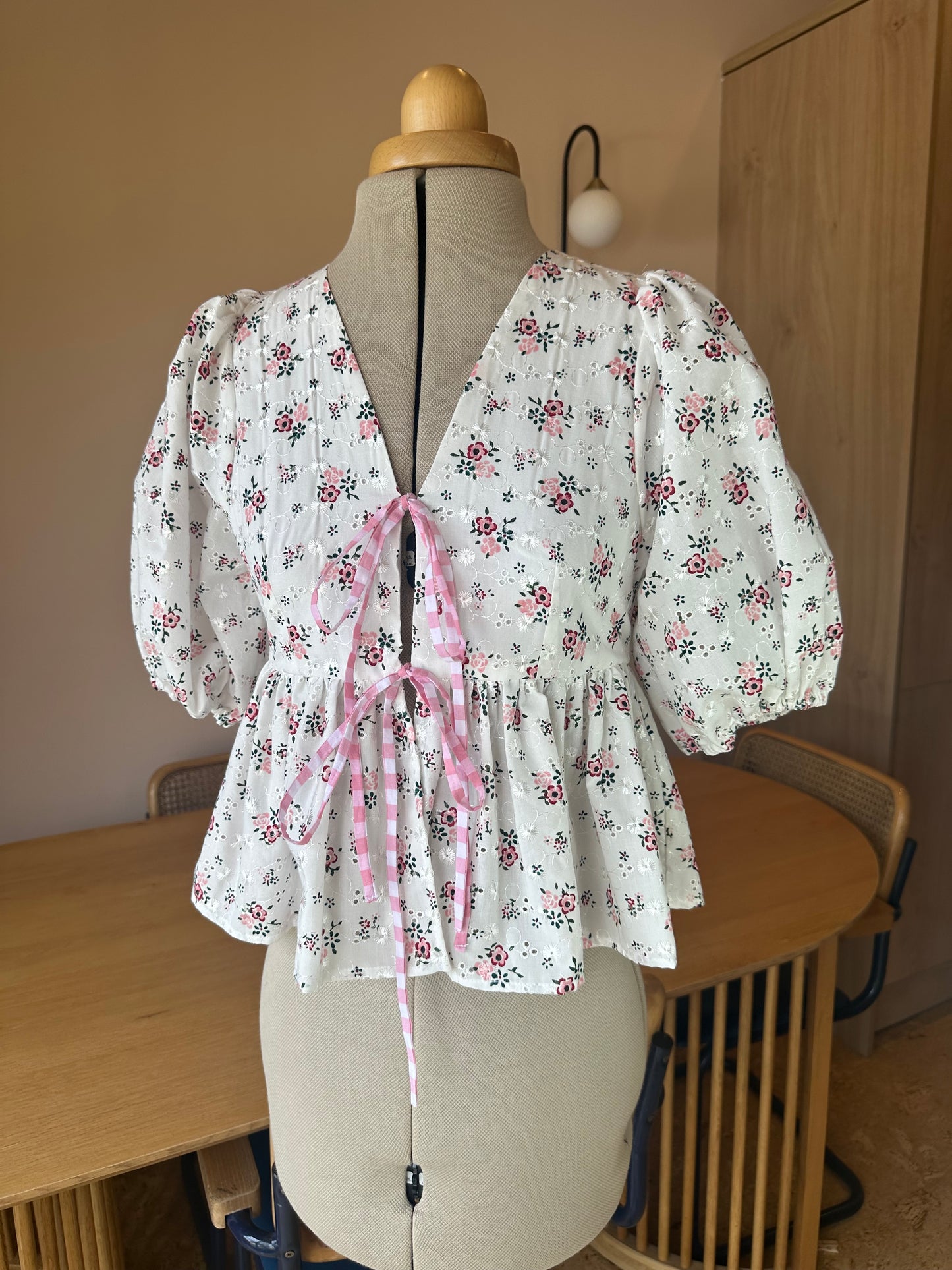 SAMPLE SALE 50% Off - Floral Broderie Anglaise Tie Front Top Size 1 (UK 6-8)