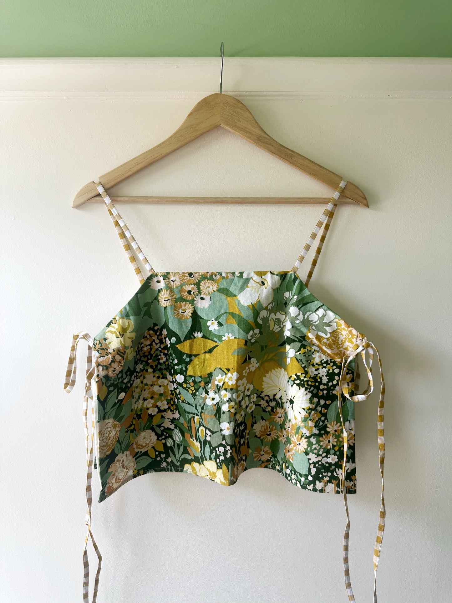 SAMPLE SALE 50% Off - Green Floral May Tie Side Cami Size 2 (UK 10-12)