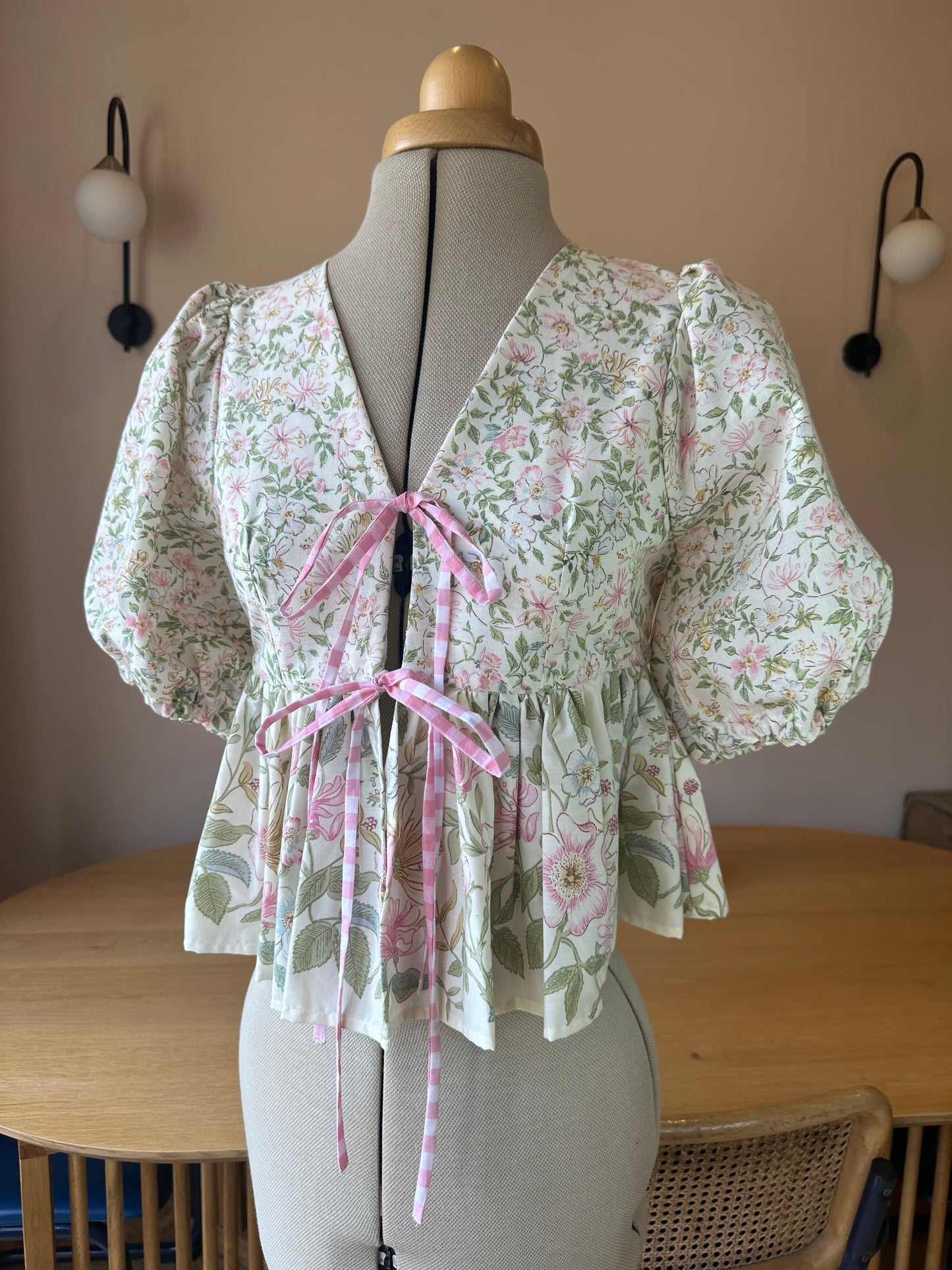 SAMPLE SALE 50% Off - Soft Floral Tie Front Top Size 1 (UK 6-8)
