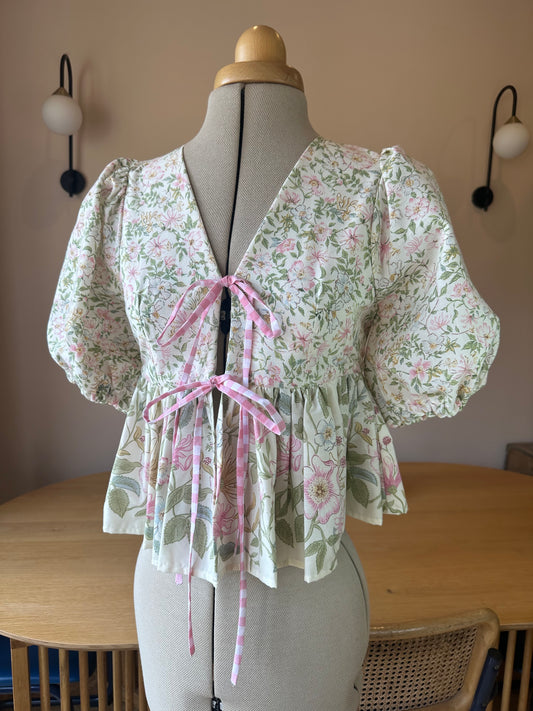 SAMPLE SALE 50% Off - Soft Floral Tie Front Top Size 1 (UK 6-8)