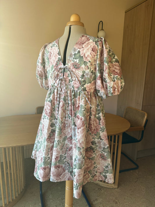 SAMPLE SALE 60% Off - Pink Floral Tie Front Dress Size 2 (UK 10-12)