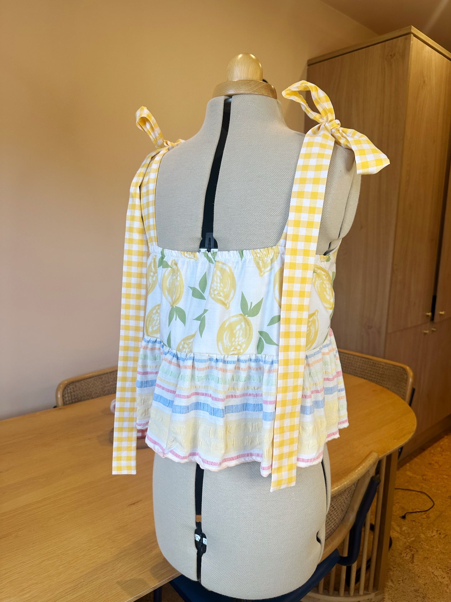 SAMPLE SALE 50% Off - Lemon and Striped Etta Tie Strap Top Size 2 (UK 10-12)
