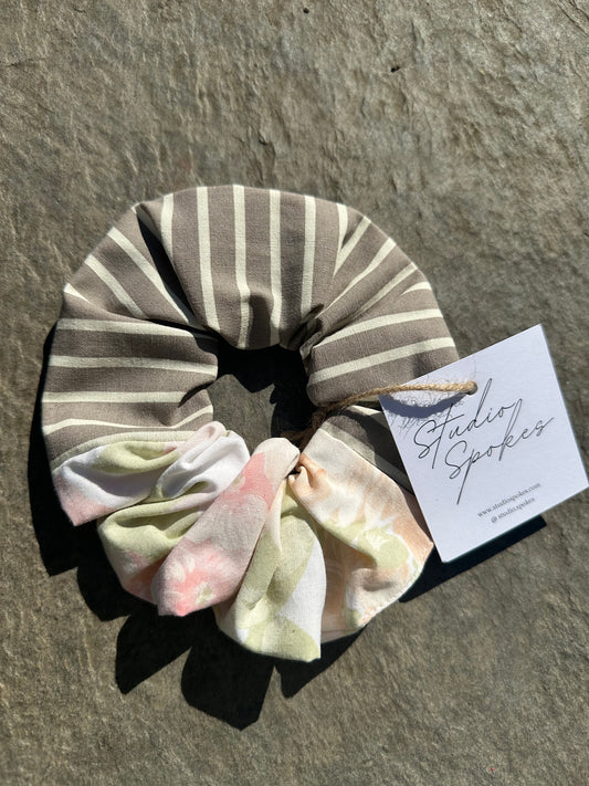 Vintage Stripe and Floral Scrunchie