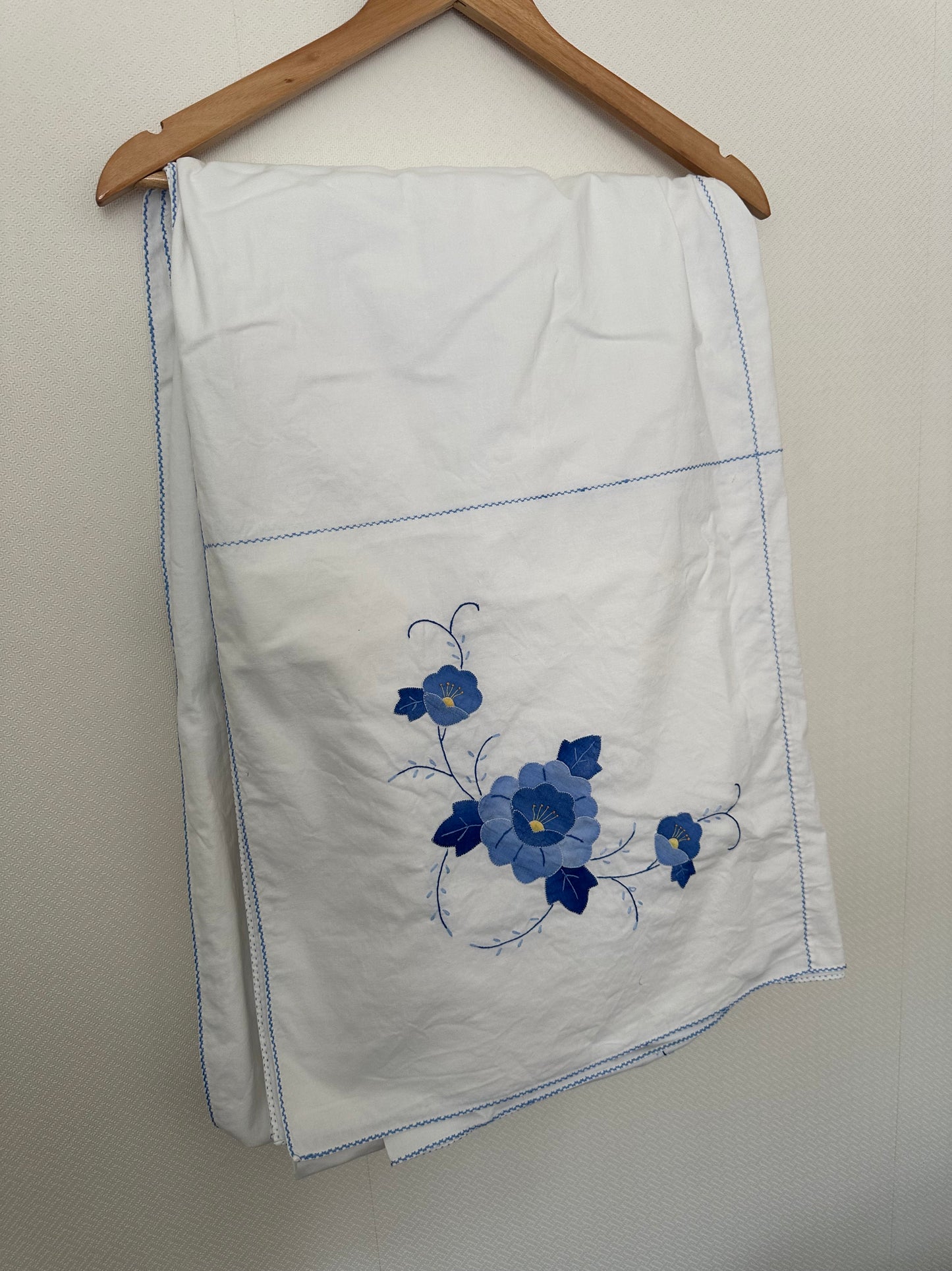 Tie Front Blouse | Vintage Blue Floral Tablecloth