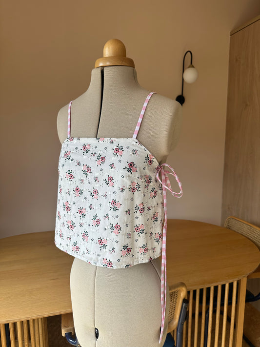 Floral Broderie Anglaise May Tie Side Cami Size 1 (UK 6-8)