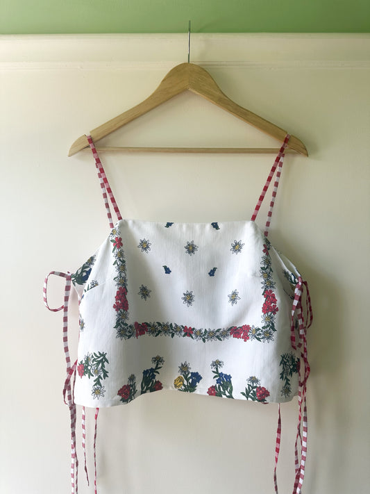 White Floral May Tie Side Cami Size 3 (UK 14-16)
