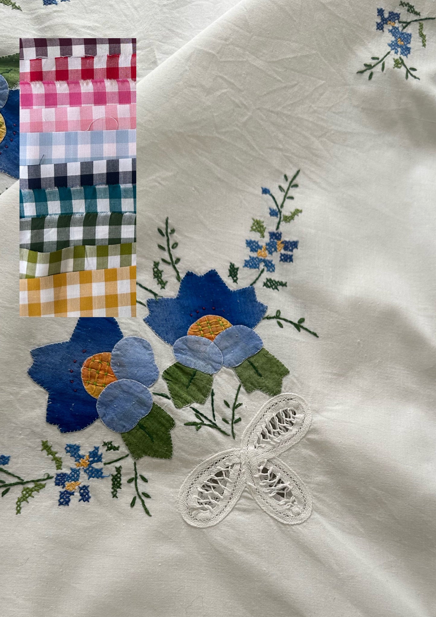 Tie Front Blouse | Vintage Blue Floral Tablecloth