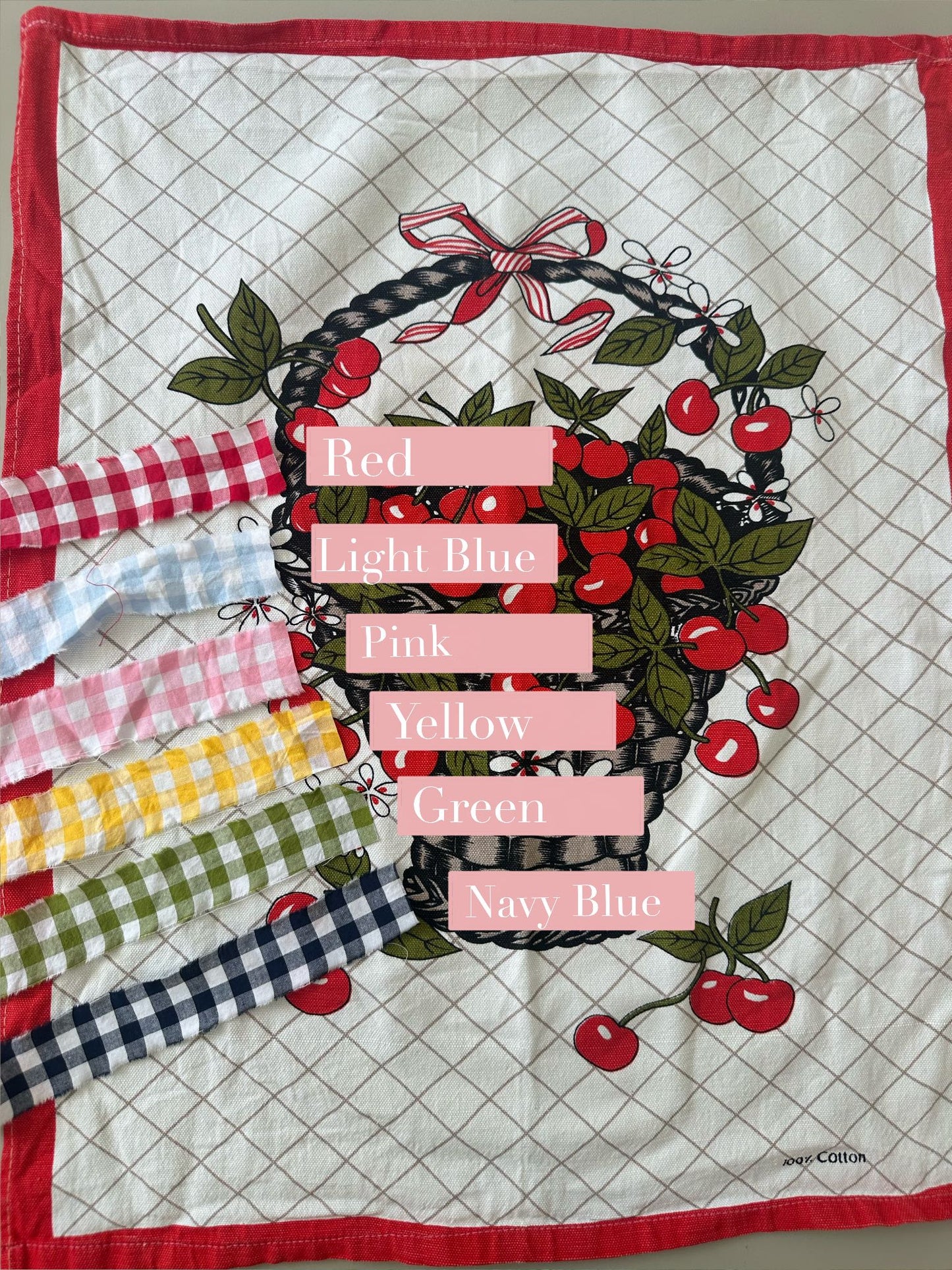 MADE TO ORDER Cherry Basket Tea Towel May Tie-Side Cami