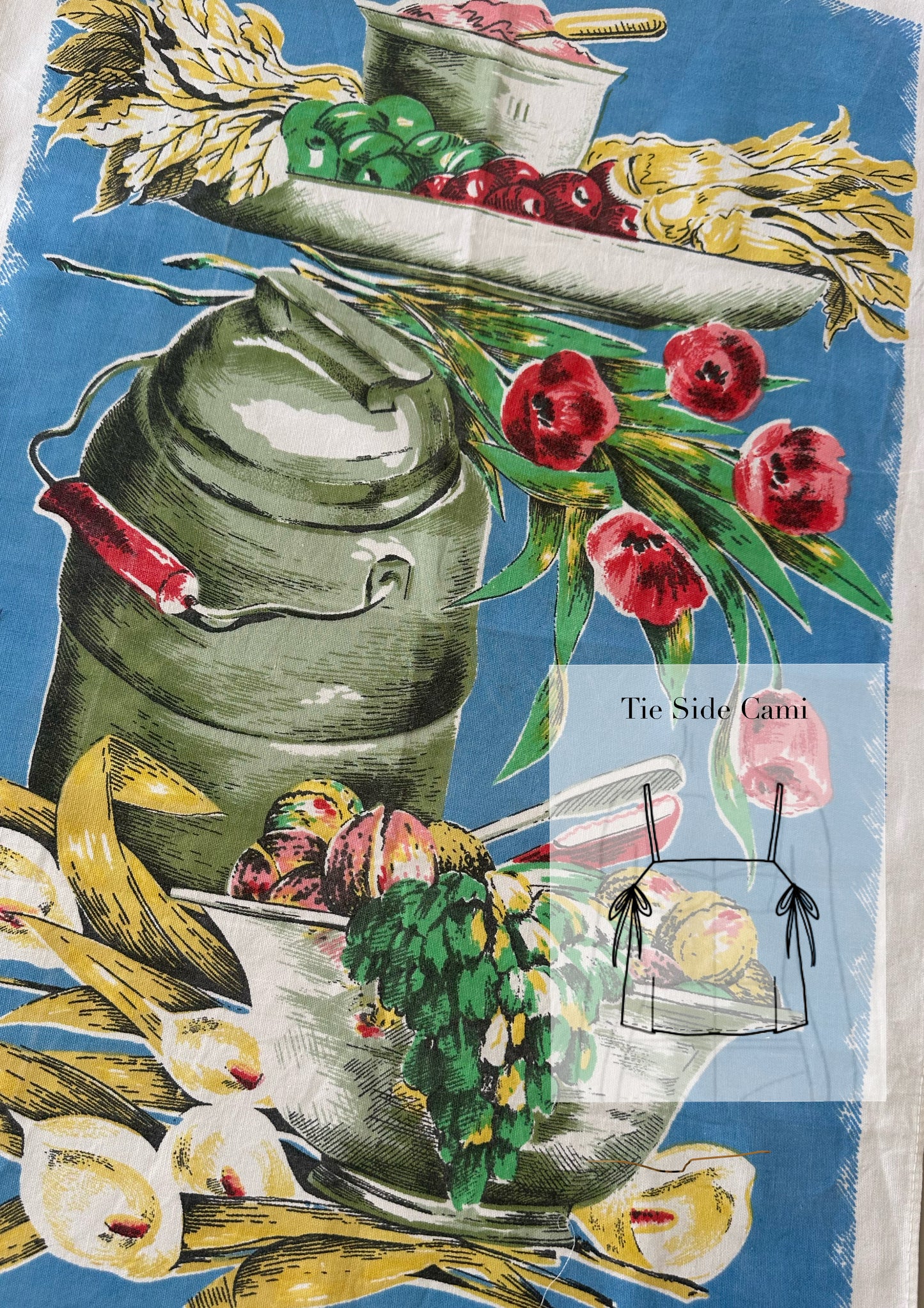 Tie Side Cami | Vintage Blue Teatowel