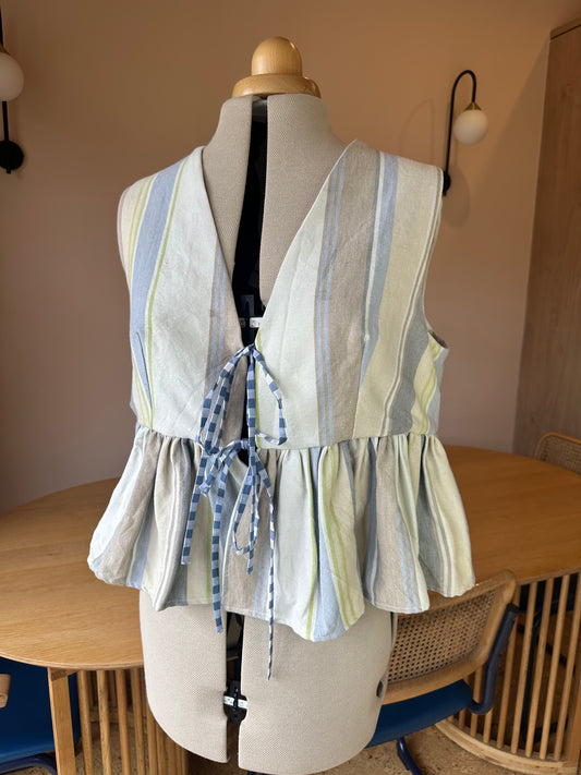 SAMPLE SALE 50% off - Striped Sleeveless Tie Front Top Size 3 (UK 14-16)