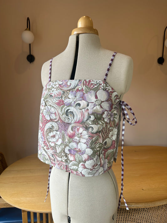 SAMPLE SALE 50% off - Purple Folk Print May Tie Side Cami Size 2 (UK 10-12)