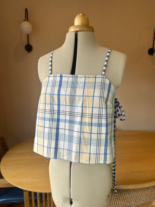 SAMPLE SALE 70% off - Blue Check May Tie Side Cami Size 2 (UK 10-12)
