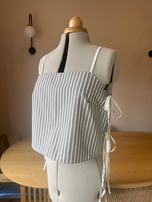 SAMPLE SALE 50% Off - Neutral Stripe May Tie Side Cami Size 3 (UK 14-16)