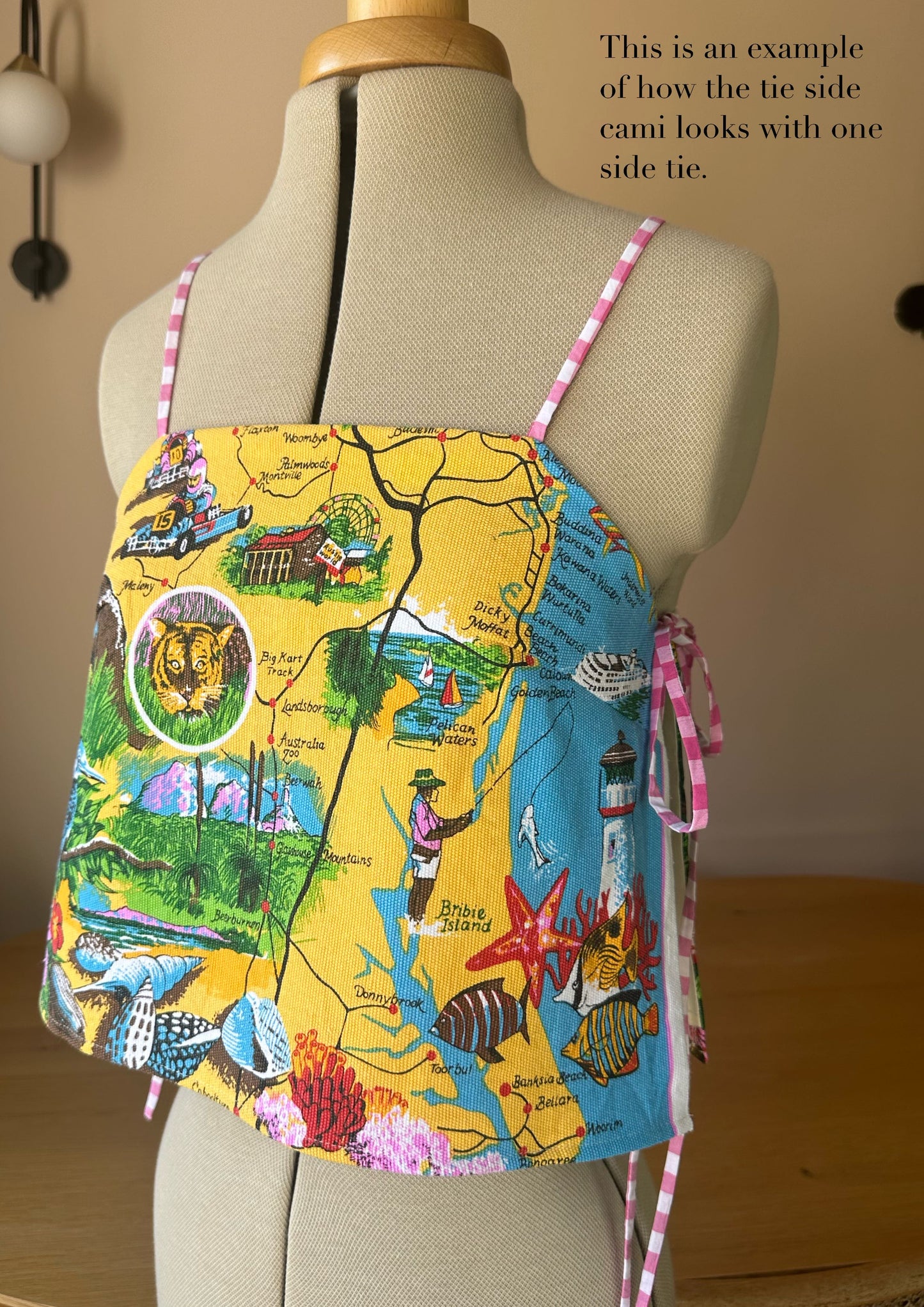 Tie Side Cami | Vintage 1987 Birds Teatowel