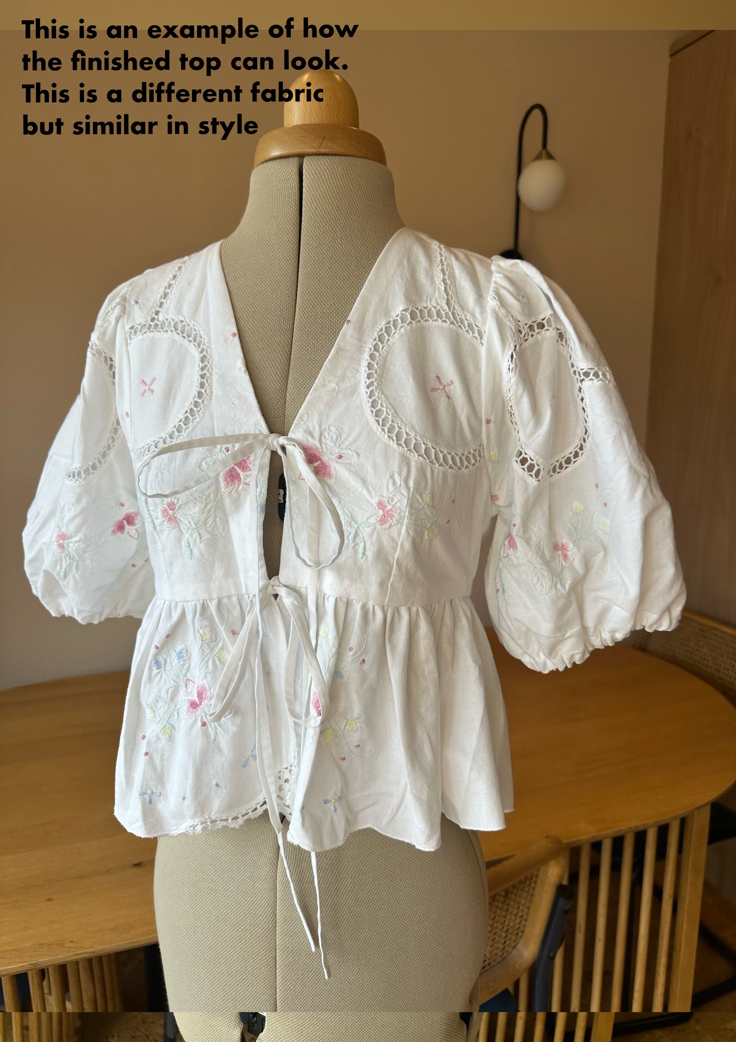 Tie Front Blouse | Vintage Pastel Tablecloth