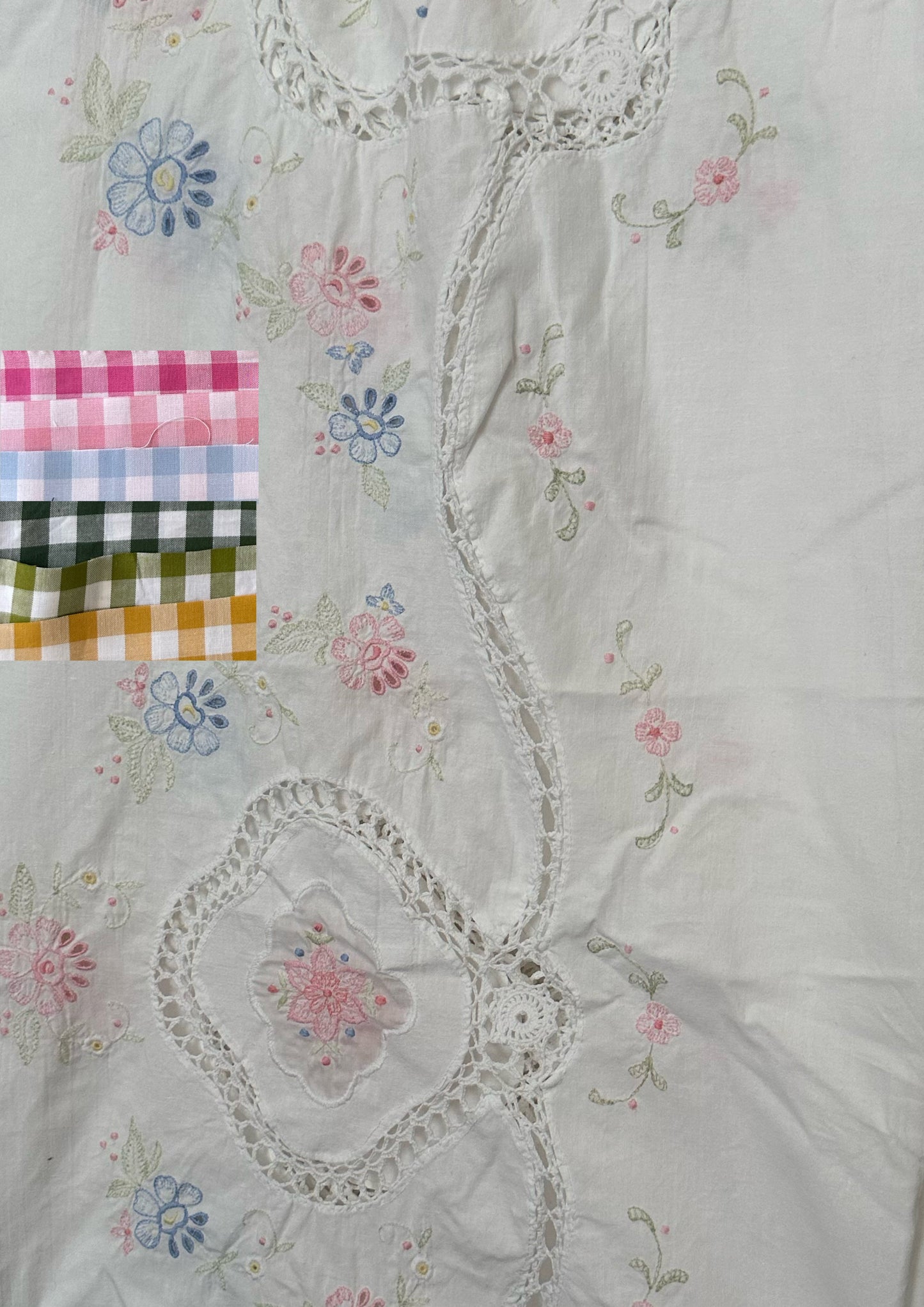 Tie Front Blouse | Vintage Pastel Tablecloth