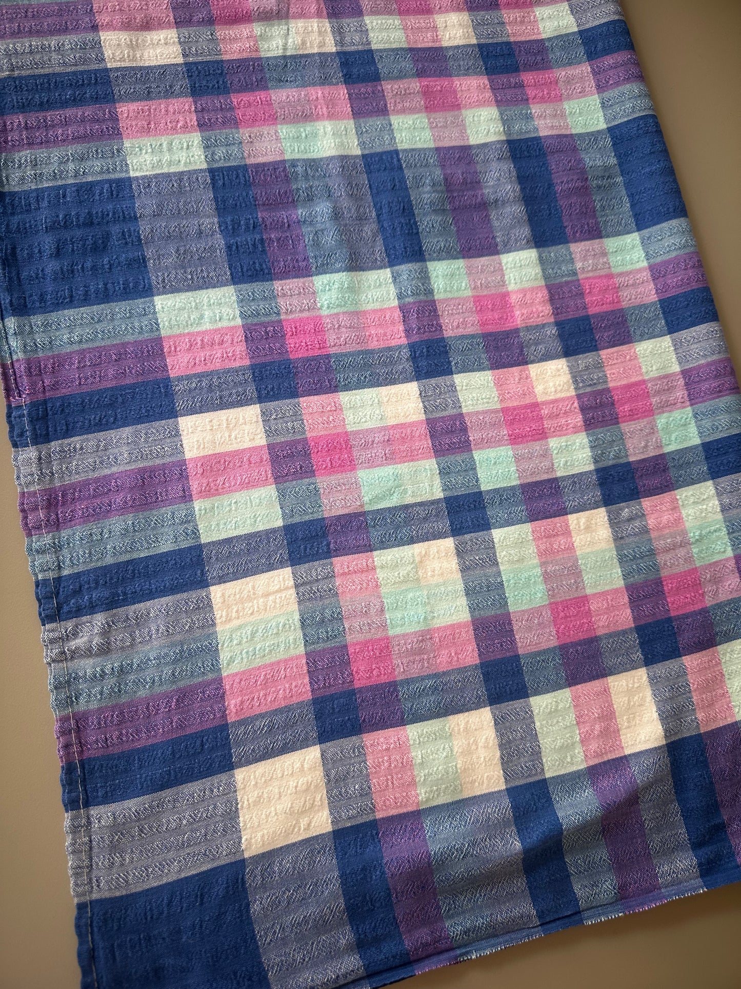 Tie Side Cami | Vintage Blue Pink Check Tablecloth