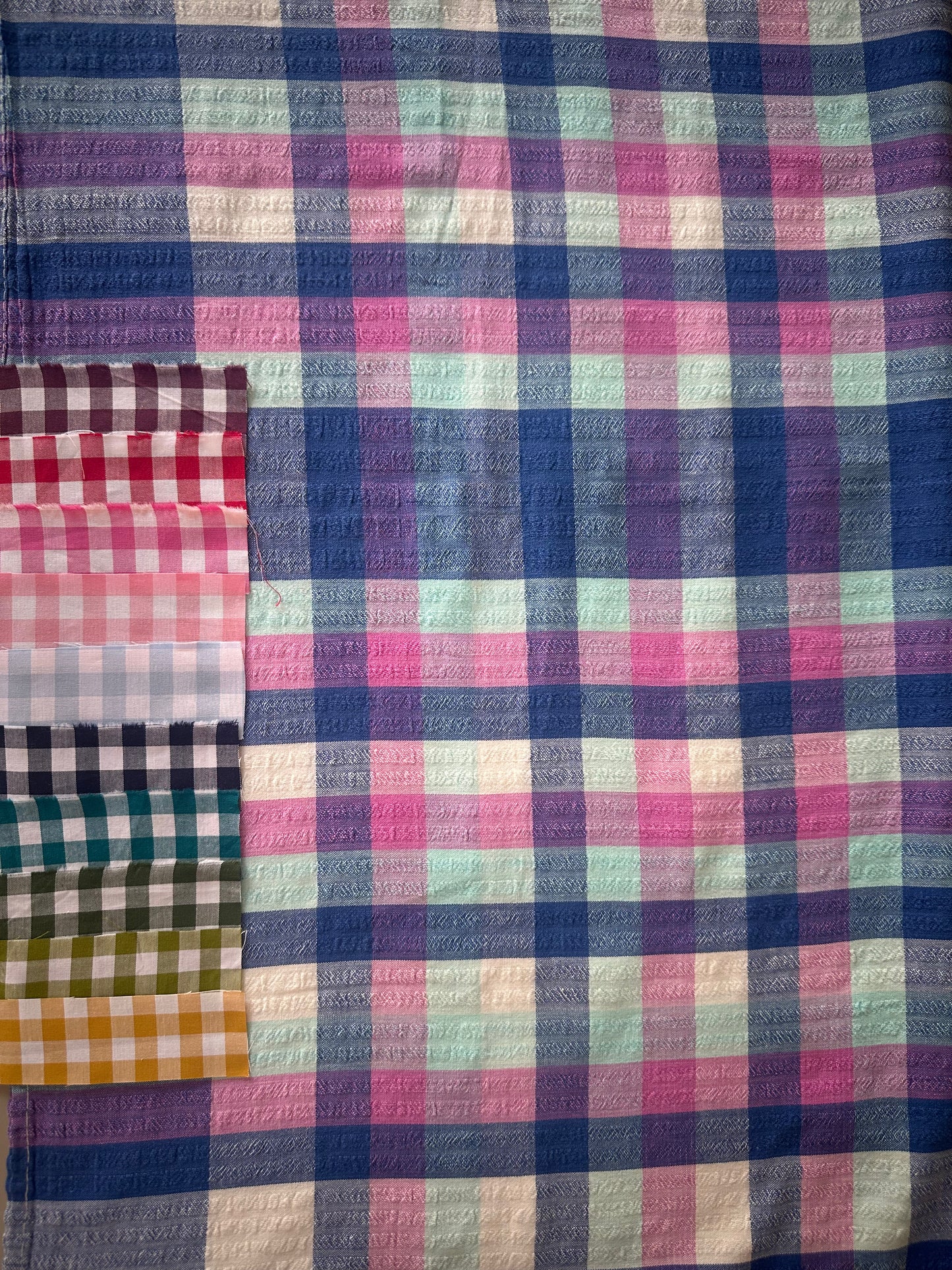 Tie Side Cami | Vintage Blue Pink Check Tablecloth