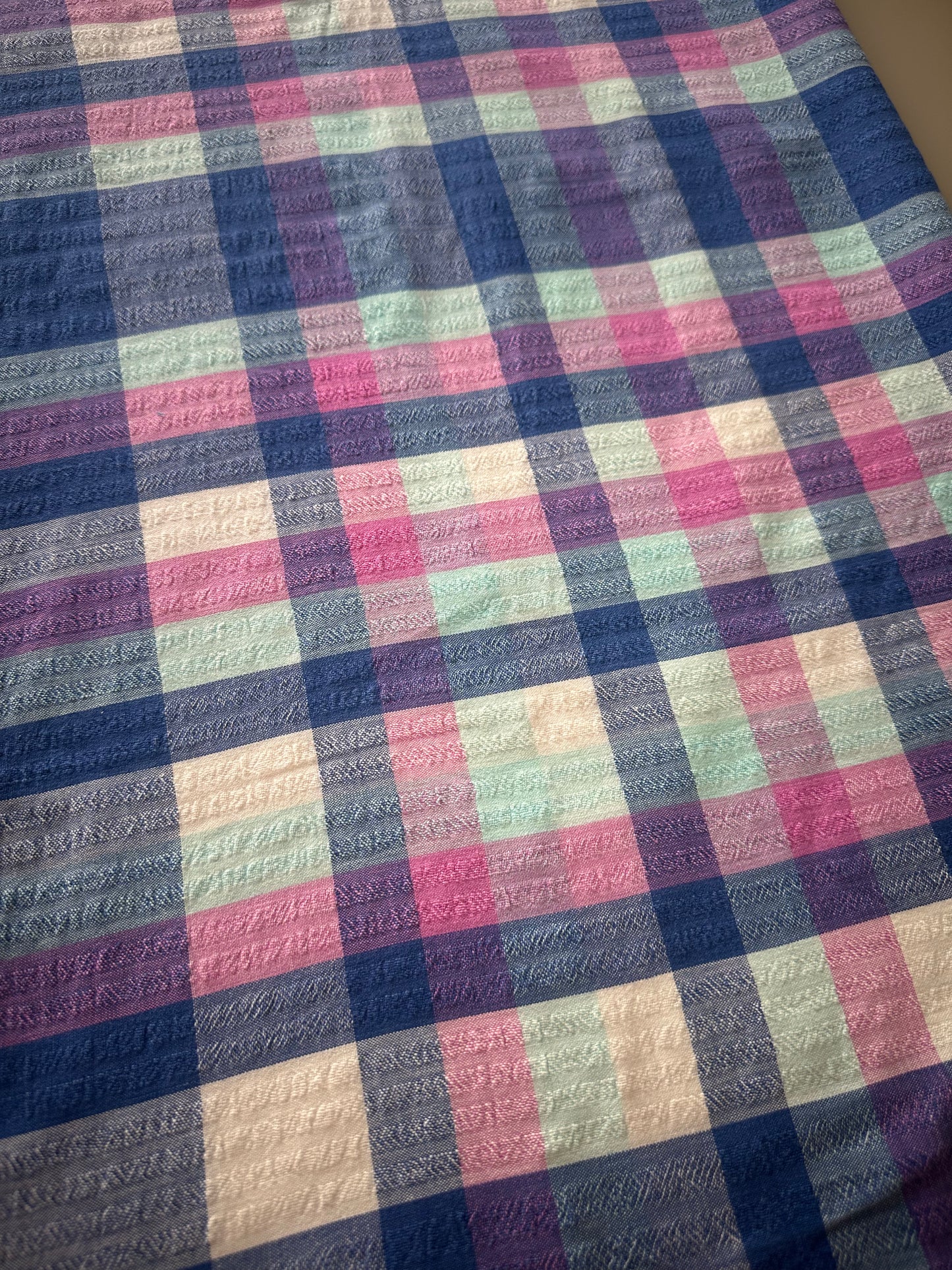 Tie Side Cami | Vintage Blue Pink Check Tablecloth