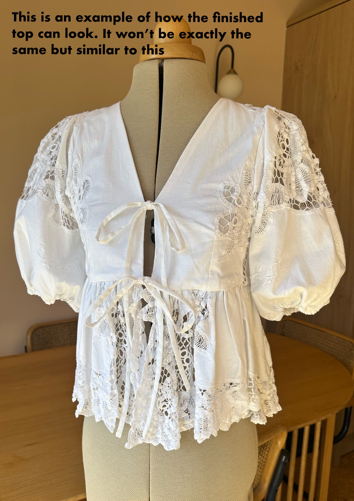 Tie Front Blouse | Vintage White Lace Tablecloth